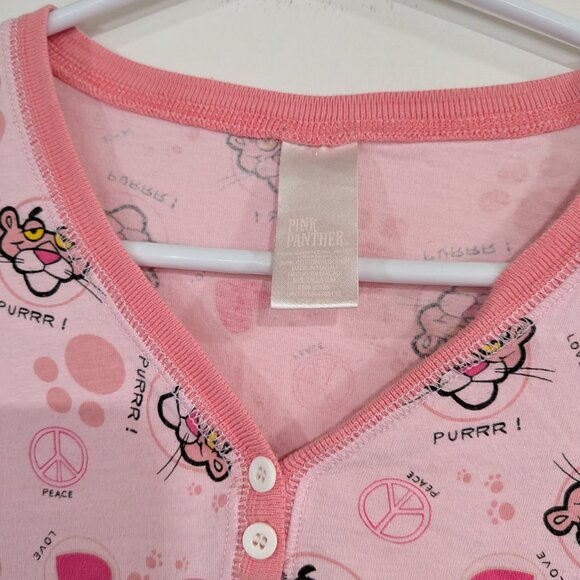 Pink Panther Long Sleeve Henley Nightie Nightgown Pink Size Small - Picture 2 of 3